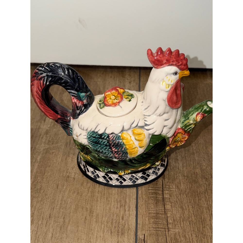 1998 Rooster Chicken‎ Teapot Ceramic Collectible - Picture 4 of 8